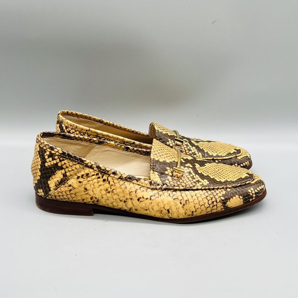 Sam Edelman Shoes Womens 7 Yellow Snake Print Leather Bit Loafer Flats Slip On